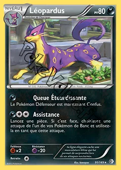 Carte Pokémon Léopardus n°91 de la série Frontières Franchies