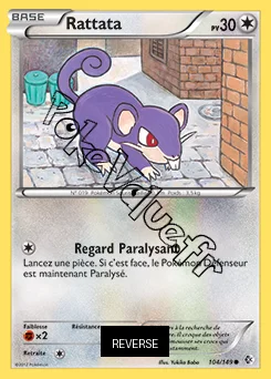 Carte Pokémon Rattata  Reverse n°104 de la série Frontières Franchies