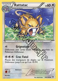 Carte Pokémon Rattatac n°105 de la série Frontières Franchies