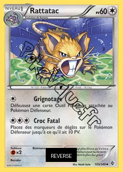 Carte Pokémon Rattatac Reverse n°105 de la série Frontières Franchies