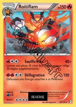 Carte Pokémon Roitiflam Reverse n°26 de la série Frontières Franchies