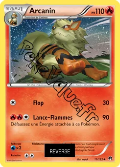 Carte Pokémon Arcanine  Reverse n°11 de la série Rupture Turbo