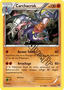 Carte Pokémon Carchacrok  n°70 de la série Rupture Turbo