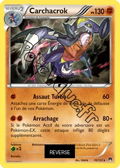 Carte Pokémon Carchacrok  Reverse n°70 de la série Rupture Turbo