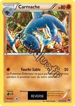 Carte Pokémon Carmache  Reverse n°69 de la série Rupture Turbo