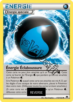 Carte Pokémon Énergie Éclaboussure Reverse n°113 de la série Rupture Turbo