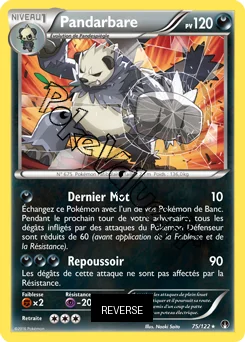 Carte Pokémon Pandarbare  Reverse n°75 de la série Rupture Turbo