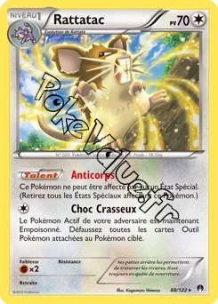Carte Pokémon Raticate  n°88 de la série Rupture Turbo