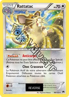 Carte Pokémon Raticate  Reverse n°88 de la série Rupture Turbo