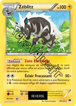 Carte Pokémon Zéblitz  Reverse n°49 de la série Rupture Turbo