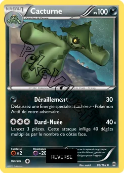 Carte Pokémon Cacturne  Reverse n°88 de la série Impulsion Turbo
