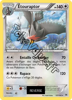 Carte Pokémon Étouraptor  Reverse n°127 de la série Impulsion Turbo