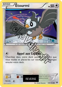 Carte Pokémon Étourmi  Reverse n°125 de la série Impulsion Turbo