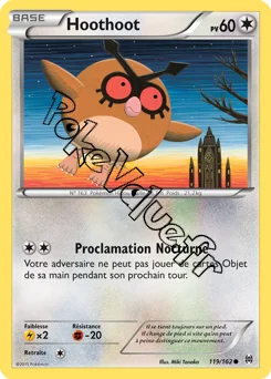 Carte Pokémon Hoothoot  n°119 de la série Impulsion Turbo
