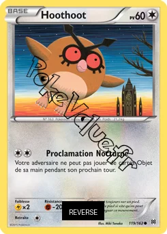 Carte Pokémon Hoothoot  Reverse n°119 de la série Impulsion Turbo