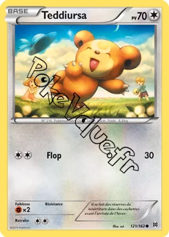 Carte Pokémon Teddiursa  n°121 de la série Impulsion Turbo