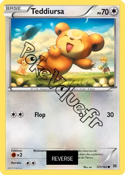 Carte Pokémon Teddiursa  Reverse n°121 de la série Impulsion Turbo