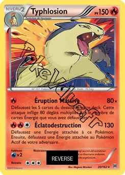 Carte Pokémon Typhlosion  Reverse n°20 de la série Impulsion Turbo
