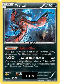 Carte Pokémon Yveltal  Reverse n°94 de la série Impulsion Turbo
