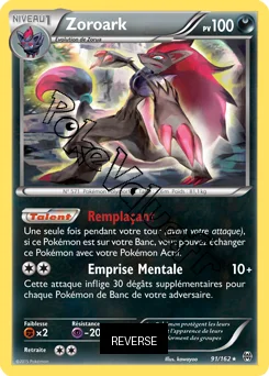 Carte Pokémon Zoroark  Reverse n°91 de la série Impulsion Turbo