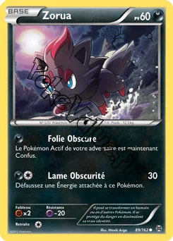 Carte Pokémon Zorua  n°89 de la série Impulsion Turbo