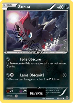 Carte Pokémon Zorua  Reverse n°89 de la série Impulsion Turbo