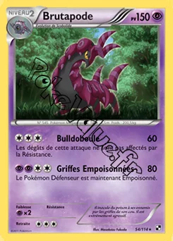 Carte Pokémon Brutapode n°54 de la série Noir et Blanc