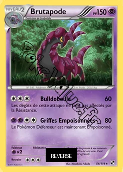 Carte Pokémon Brutapode Reverse n°54 de la série Noir et Blanc