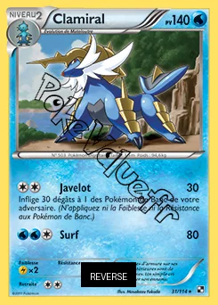 Carte Pokémon Clamiral Reverse n°31 de la série Noir et Blanc