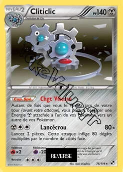 Carte Pokémon Cliticlic Reverse n°76 de la série Noir et Blanc
