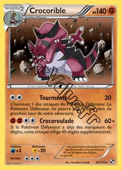 Carte Pokémon Crocorible n°65 de la série Noir et Blanc