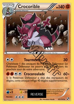Carte Pokémon Crocorible Reverse n°65 de la série Noir et Blanc