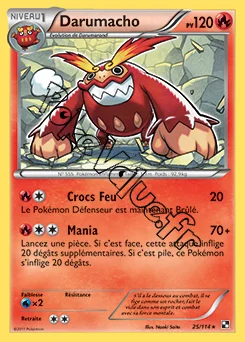 Carte Pokémon Darumacho n°25 de la série Noir et Blanc
