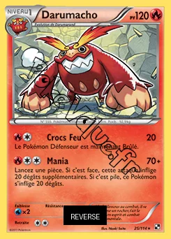 Carte Pokémon Darumacho Reverse n°25 de la série Noir et Blanc