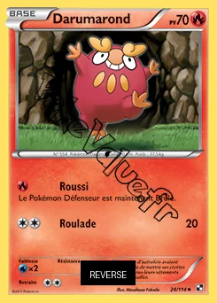 Carte Pokémon Darumarond Reverse n°24 de la série Noir et Blanc