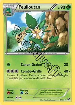 Carte Pokémon Feuiloutan n°8 de la série Noir et Blanc