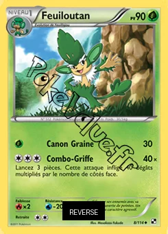 Carte Pokémon Feuiloutan Reverse n°8 de la série Noir et Blanc