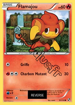 Carte Pokémon Flamajou Reverse n°21 de la série Noir et Blanc
