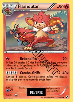 Carte Pokémon Flamoutan Reverse n°22 de la série Noir et Blanc