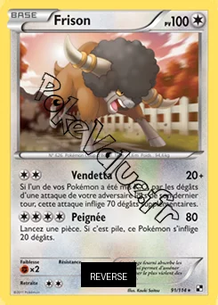 Carte Pokémon Frison Reverse n°91 de la série Noir et Blanc