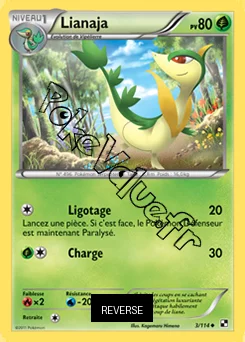 Carte Pokémon Lianaja Reverse n°3 de la série Noir et Blanc