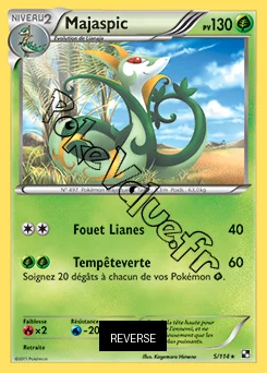 Carte Pokémon Majaspic Reverse n°5 de la série Noir et Blanc