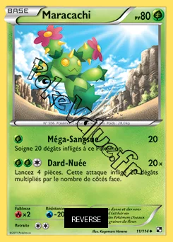 Carte Pokémon Maracachi Reverse n°11 de la série Noir et Blanc
