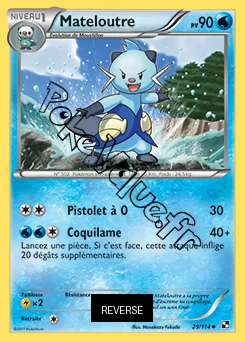 Carte Pokémon Mateloutre Reverse n°29 de la série Noir et Blanc