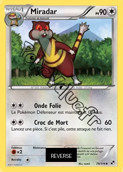 Carte Pokémon Miradar  Reverse n°79 de la série Noir et Blanc
