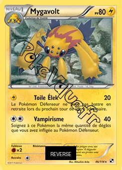 Carte Pokémon Mygavolt Reverse n°46 de la série Noir et Blanc