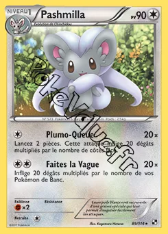 Carte Pokémon Pashmilla n°89 de la série Noir et Blanc