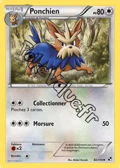 Carte Pokémon Ponchien n°82 de la série Noir et Blanc
