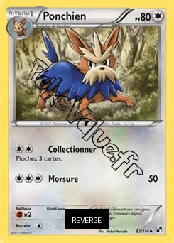 Carte Pokémon Ponchien Reverse n°82 de la série Noir et Blanc
