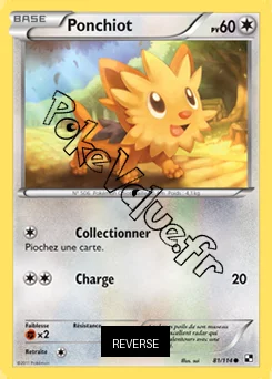 Carte Pokémon Ponchiot  Reverse n°81 de la série Noir et Blanc